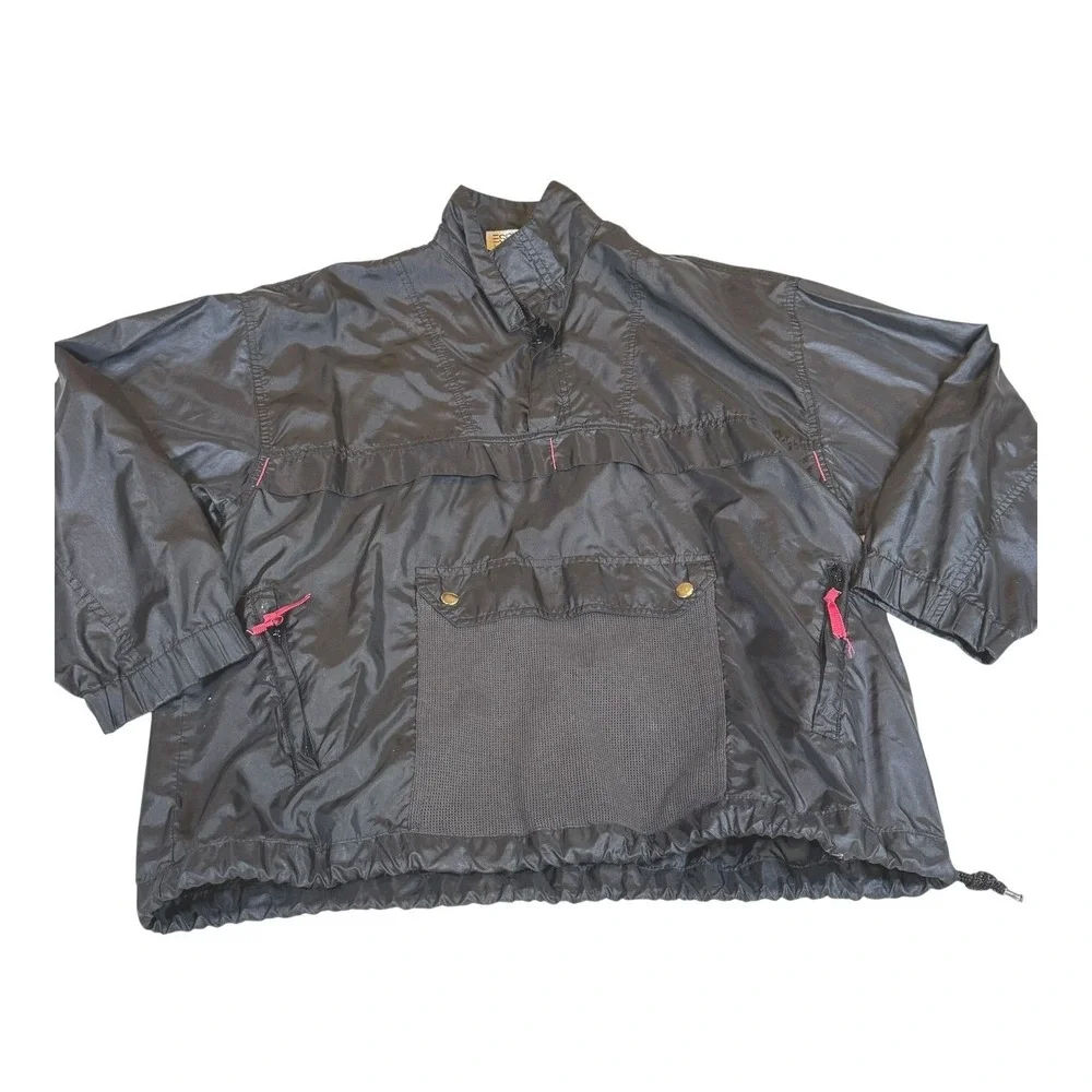 Vintage Esprit Sport Windbreaker Jacket Black Nylon Mens Small 90s